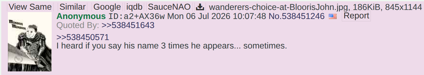 Probably Murdoch saying, 'I heard if you say his name 3 times he appears...sometimes'